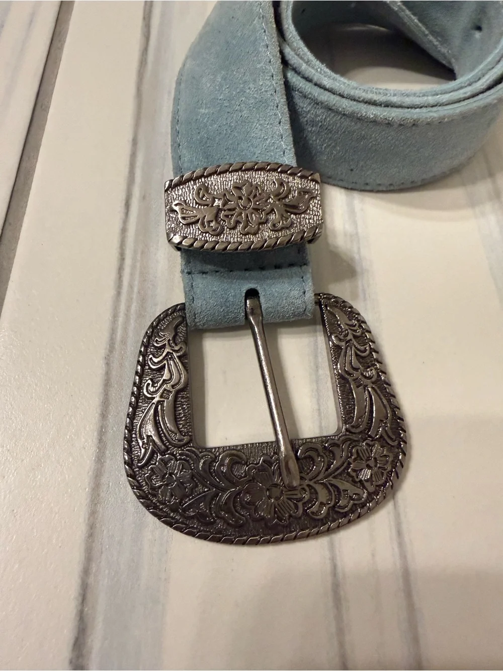 Free People Black Rock Western Belt - teal / size Medium/Large